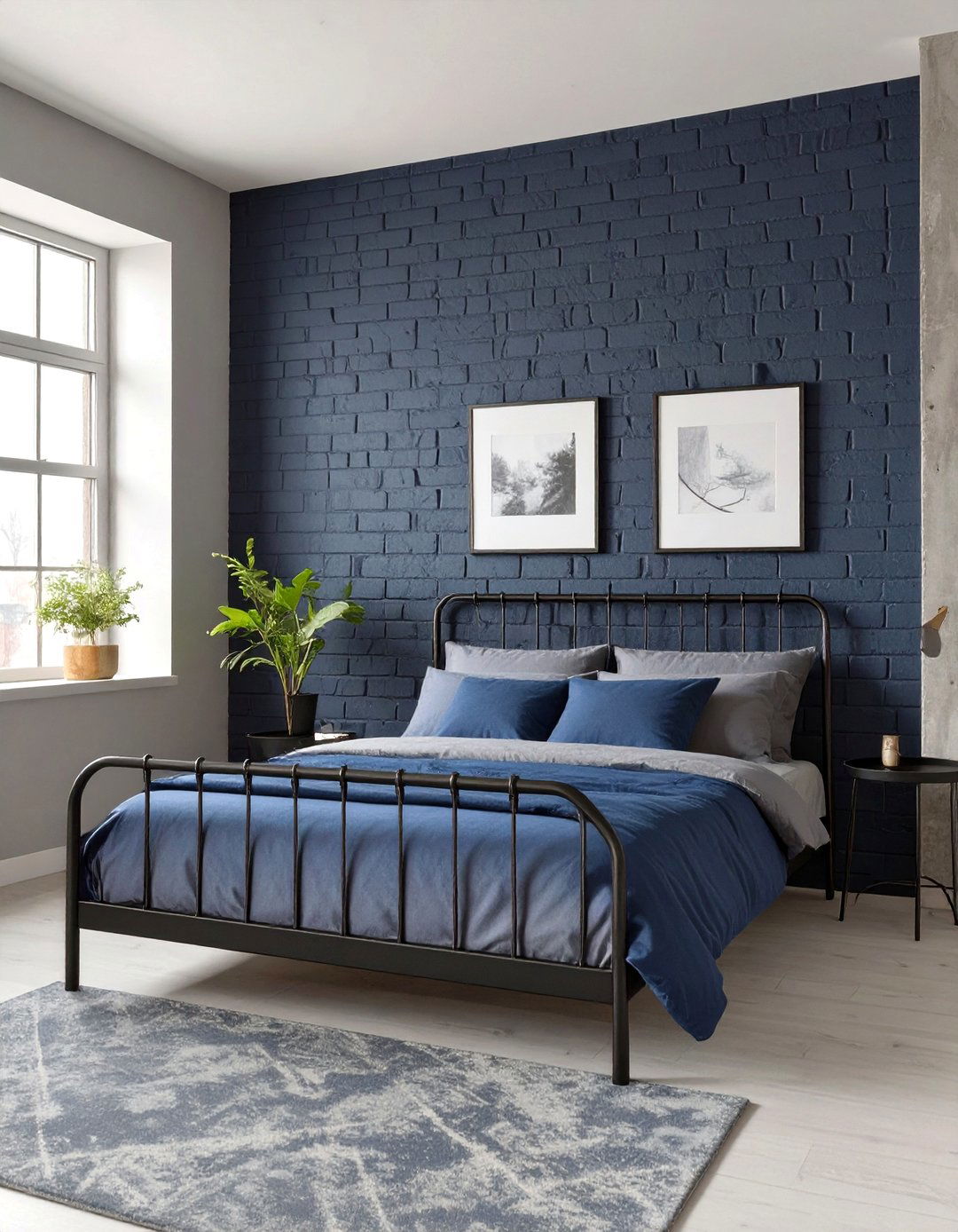 The Industrial Navy and Gray Bedroom - 30 navy bedroom ideas