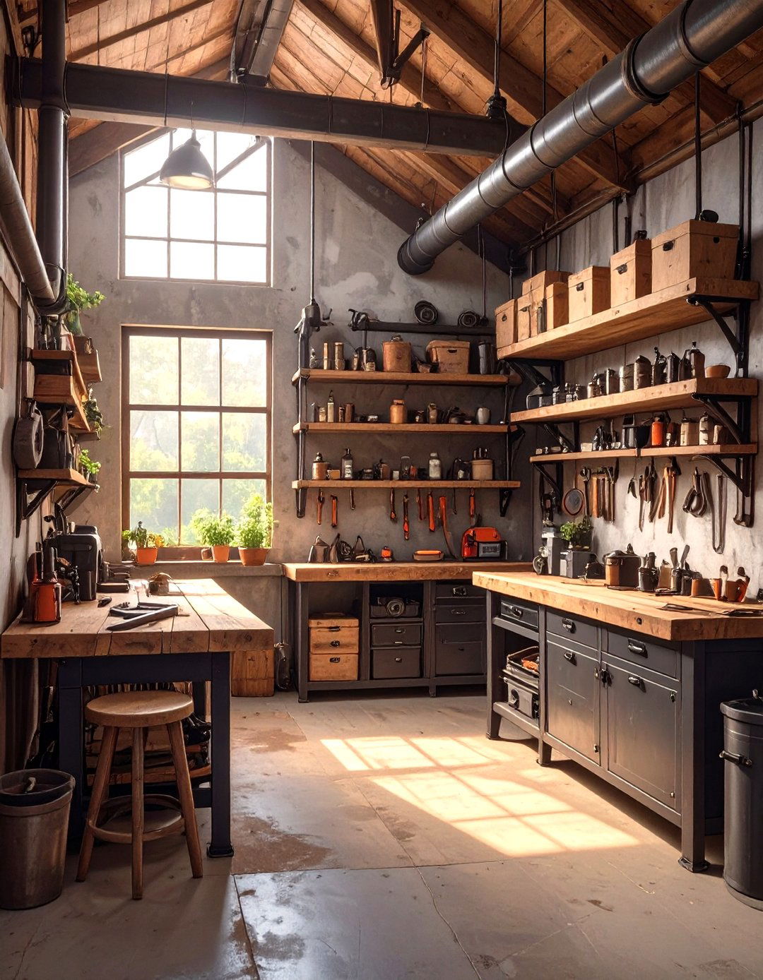 The Industrial Pipe Furniture Garage Shop - 30 garage shop ideas