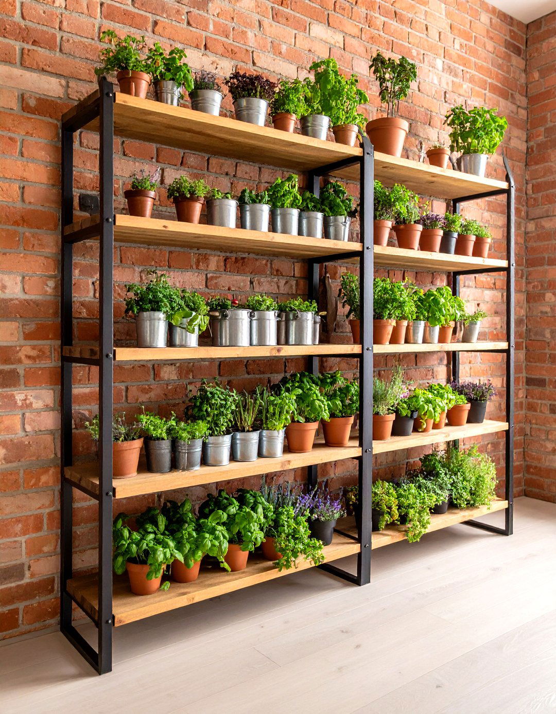 The Industrial Pipe Shelving Herb Garden - 30 indoor herb garden ideas