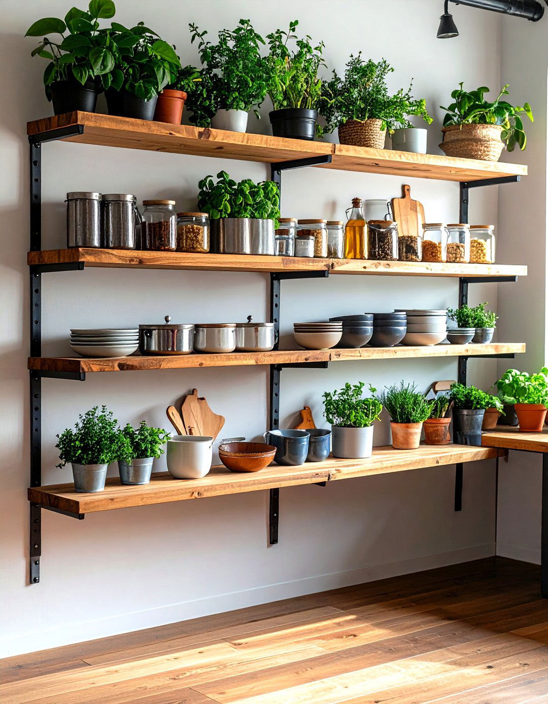 The Industrial Pipe Shelving Kitchen Wall - 30 empty wall in kitchen ideas