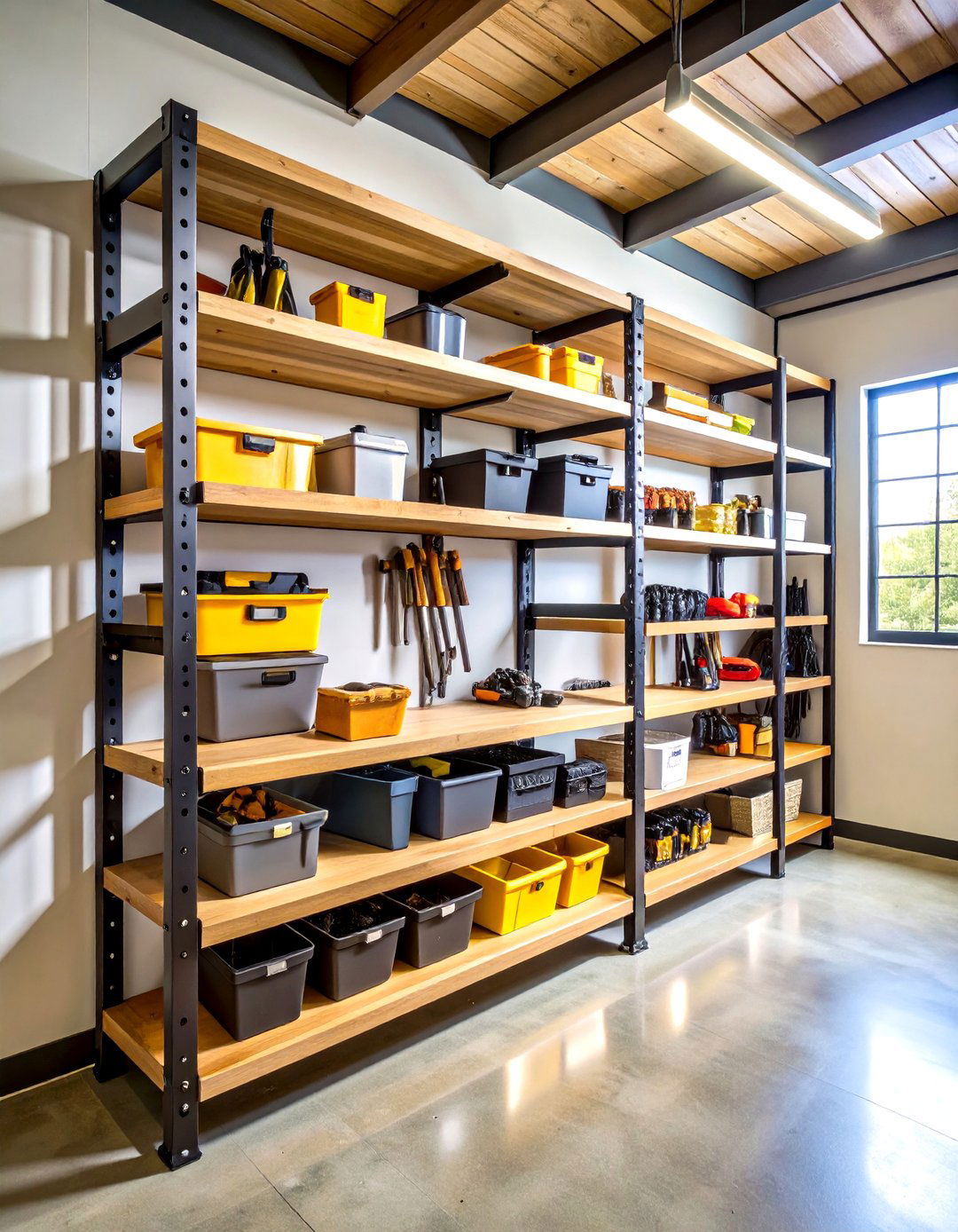 The Industrial Pipe Shelving System - 30 garage storage ideas diy