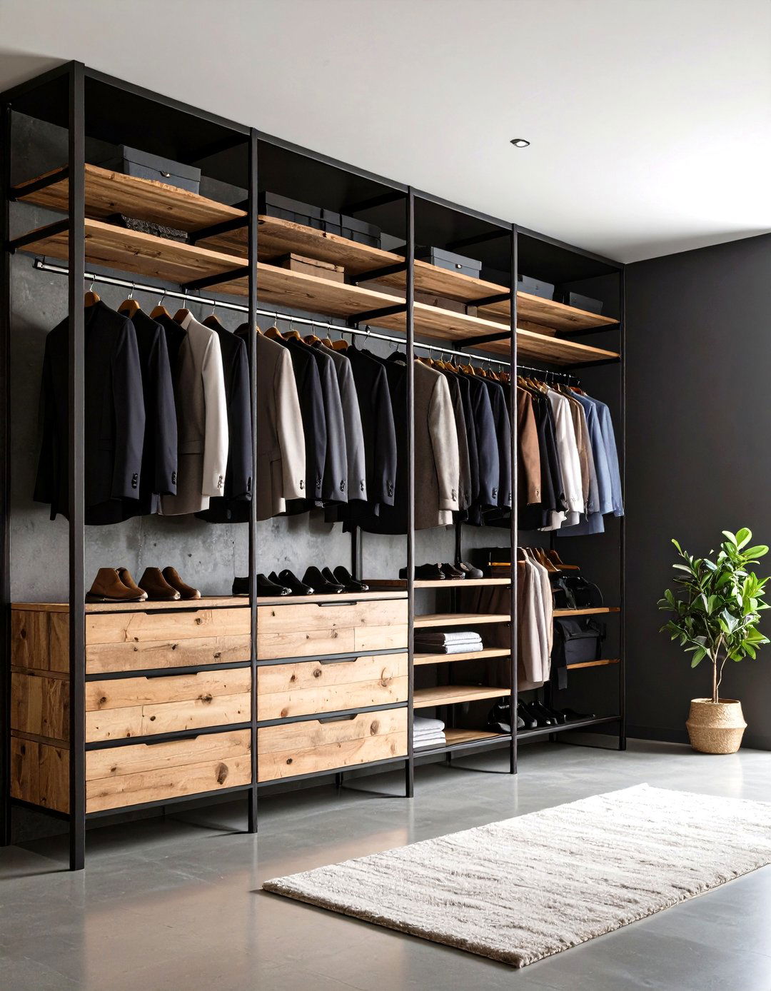 The Industrial Pipe Small Closet System - 30 layout small closet design ideas