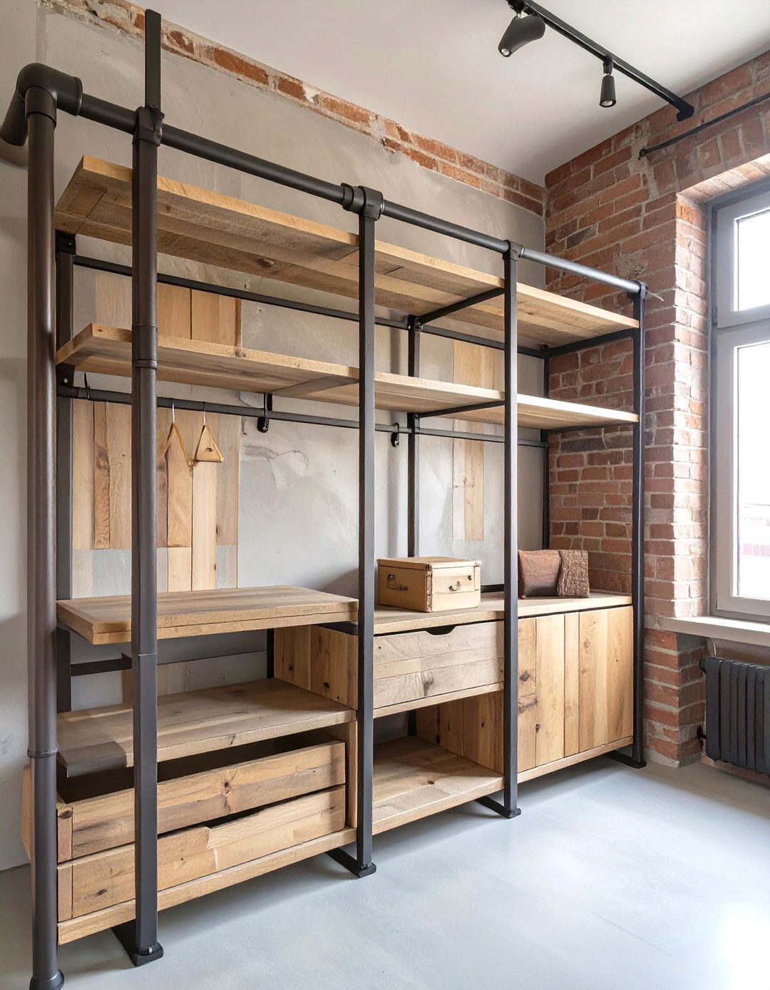 The Industrial Pipe and Wood Plank Closet - 30 closet by design cost ideas