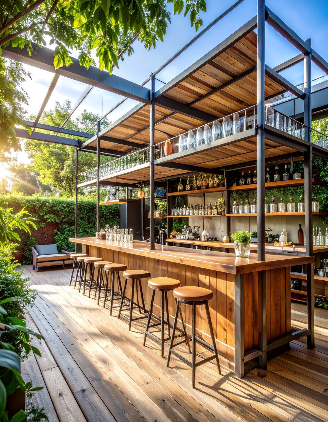 The Industrial Scaffolding Bar - 30 backyard bar ideas