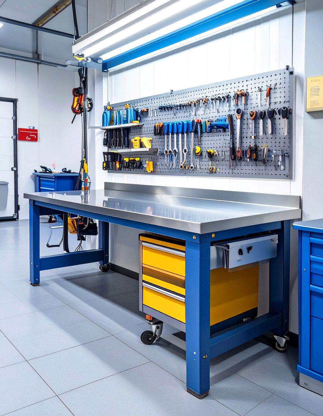 The Industrial Steel Garage Workbench - 30 cool garage workbench ideas