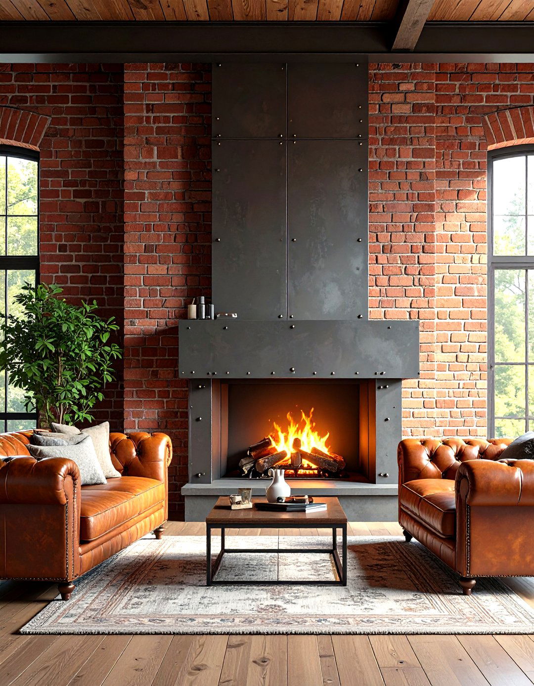 The Industrial Steel Plate Fireplace - 30 living room modern fireplace ideas