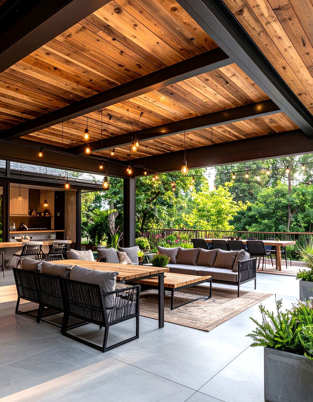 The Industrial Steel and Reclaimed Wood Roof - 30 extension patio roof ideas