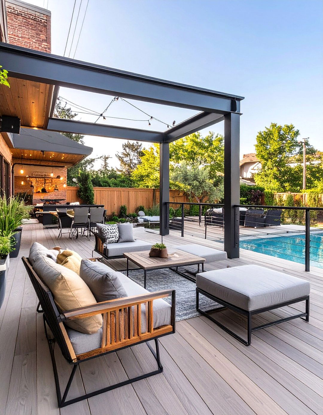 The Industrial Style Deck with Metal Accents - 30 deck ideas for above ground pools