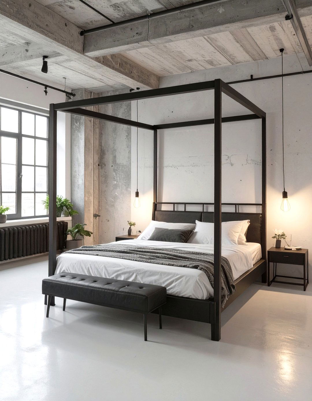 The Industrial White Bedroom - 30 modern white bedroom ideas