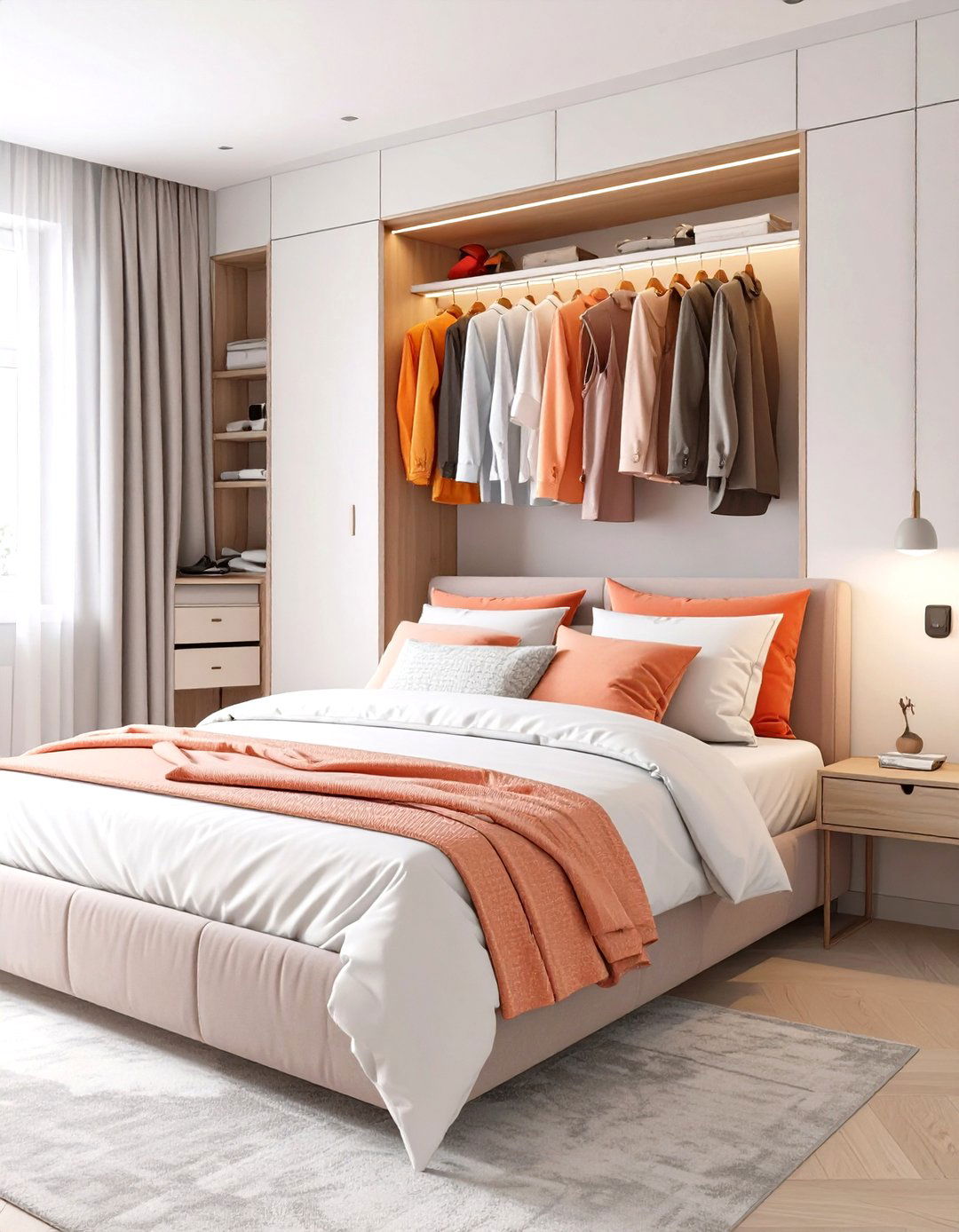 The Integrated Bed Headboard Closet - 30 open closet ideas