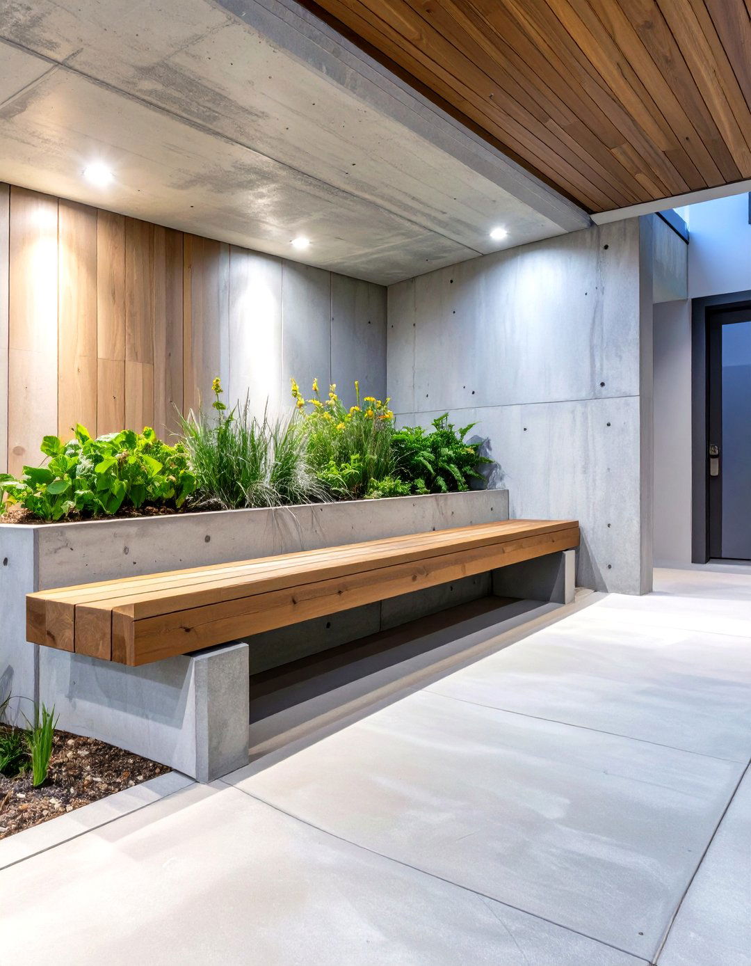 The Integrated Bench and Planter Design - 30 exterior basement entrance ideas