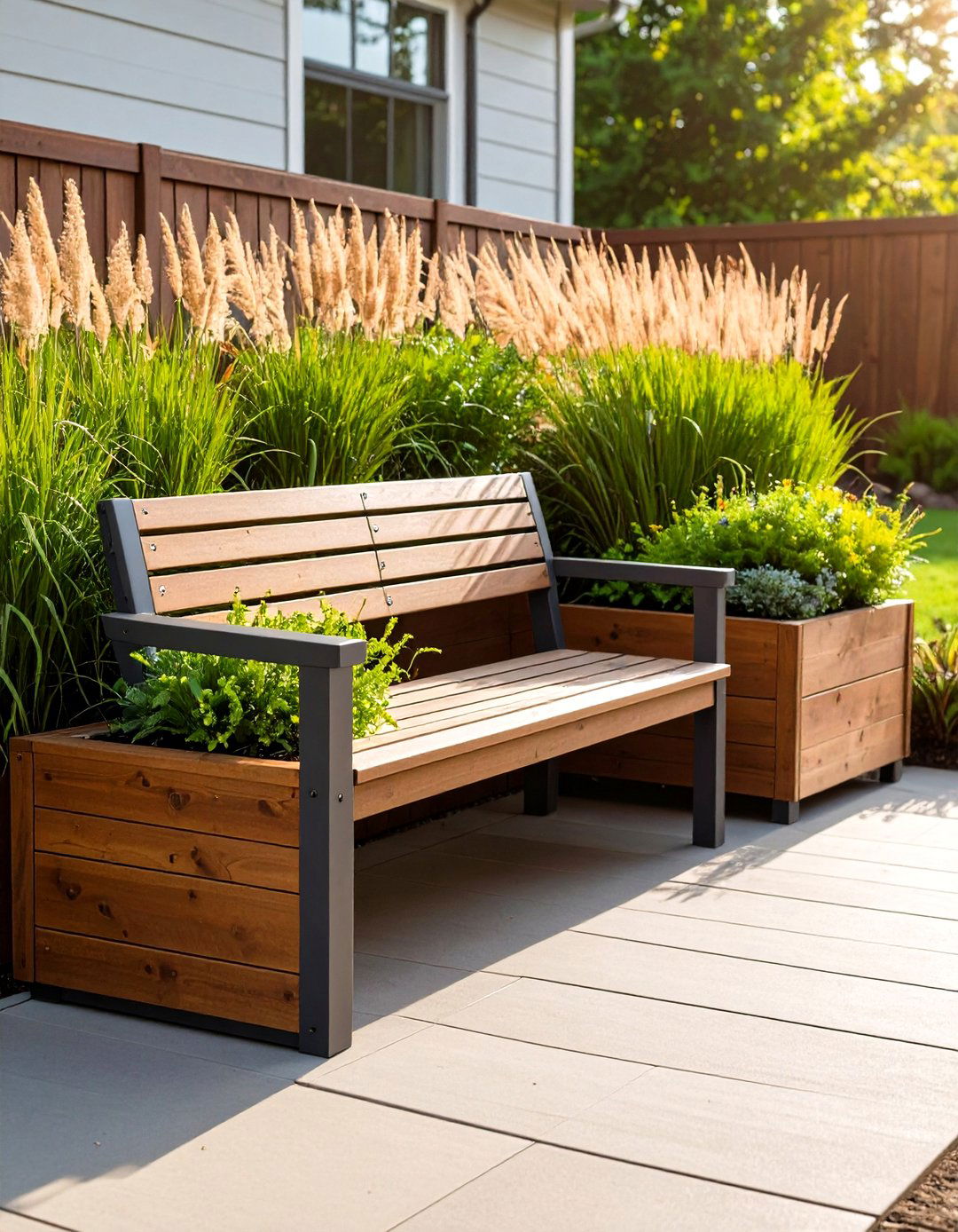 The Integrated Bench and Planter - 30 garden box ideas