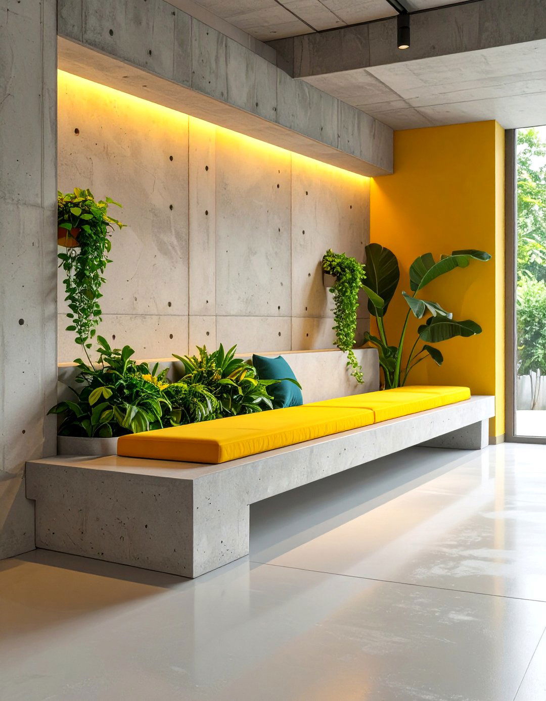 The Integrated Concrete Seating and Planters - 30 brutalist interior design ideas