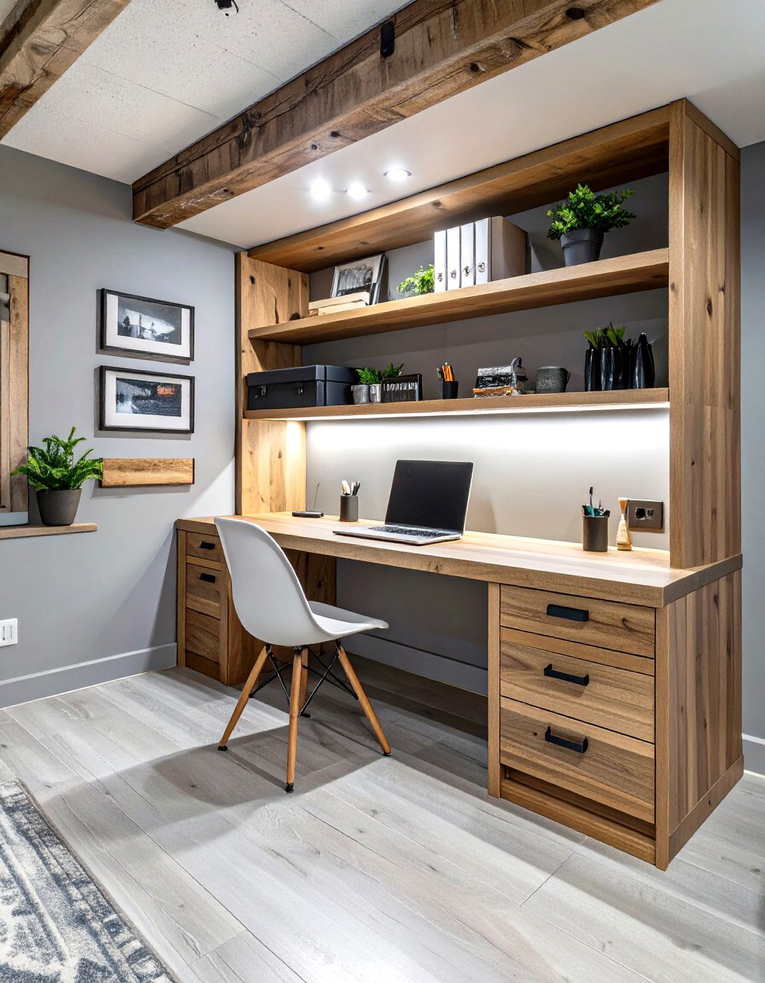 The Integrated Desk and Shelf Unit - 30 basement shelving ideas