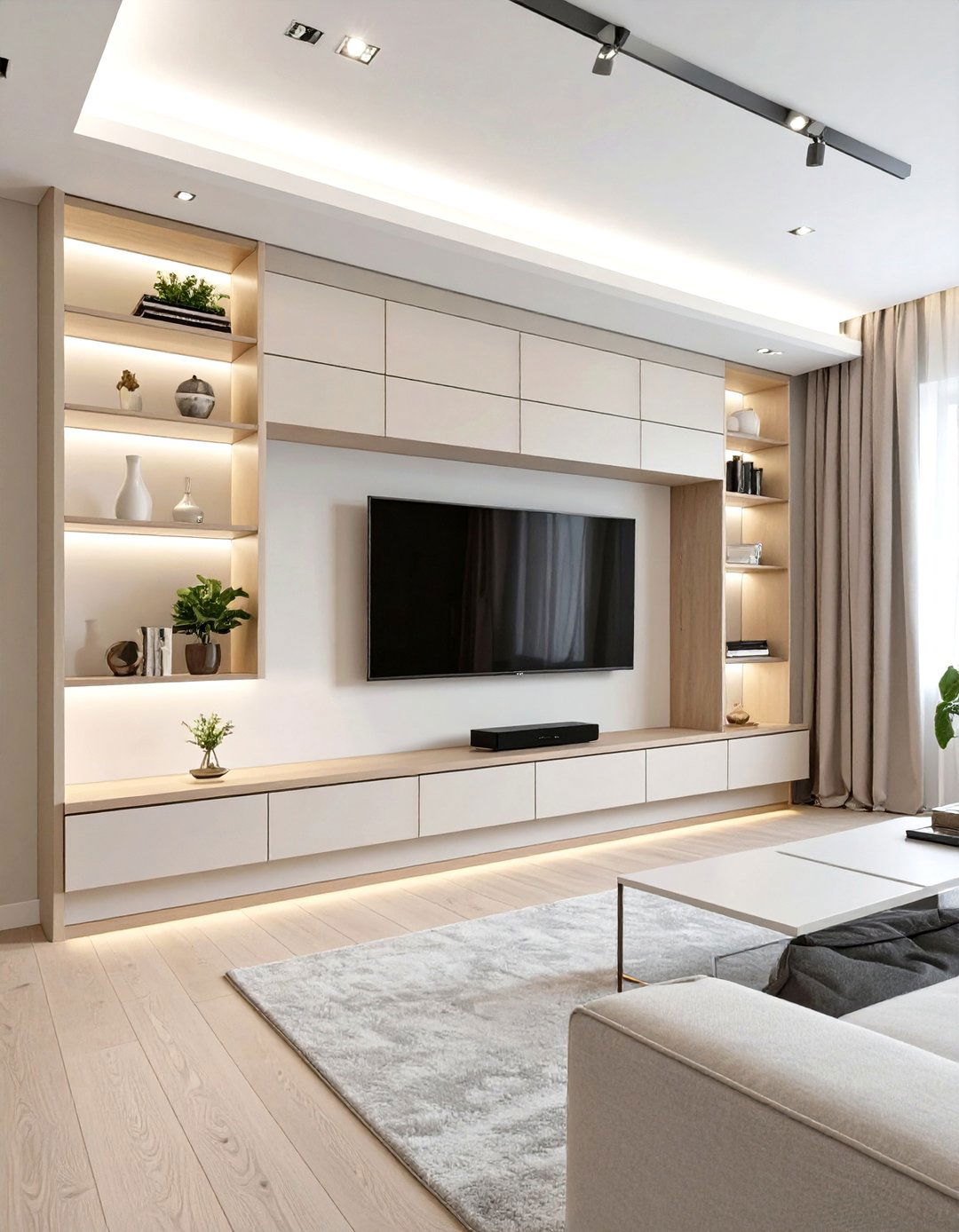 The Integrated Entertainment Center - 30 creative living room wall decor ideas