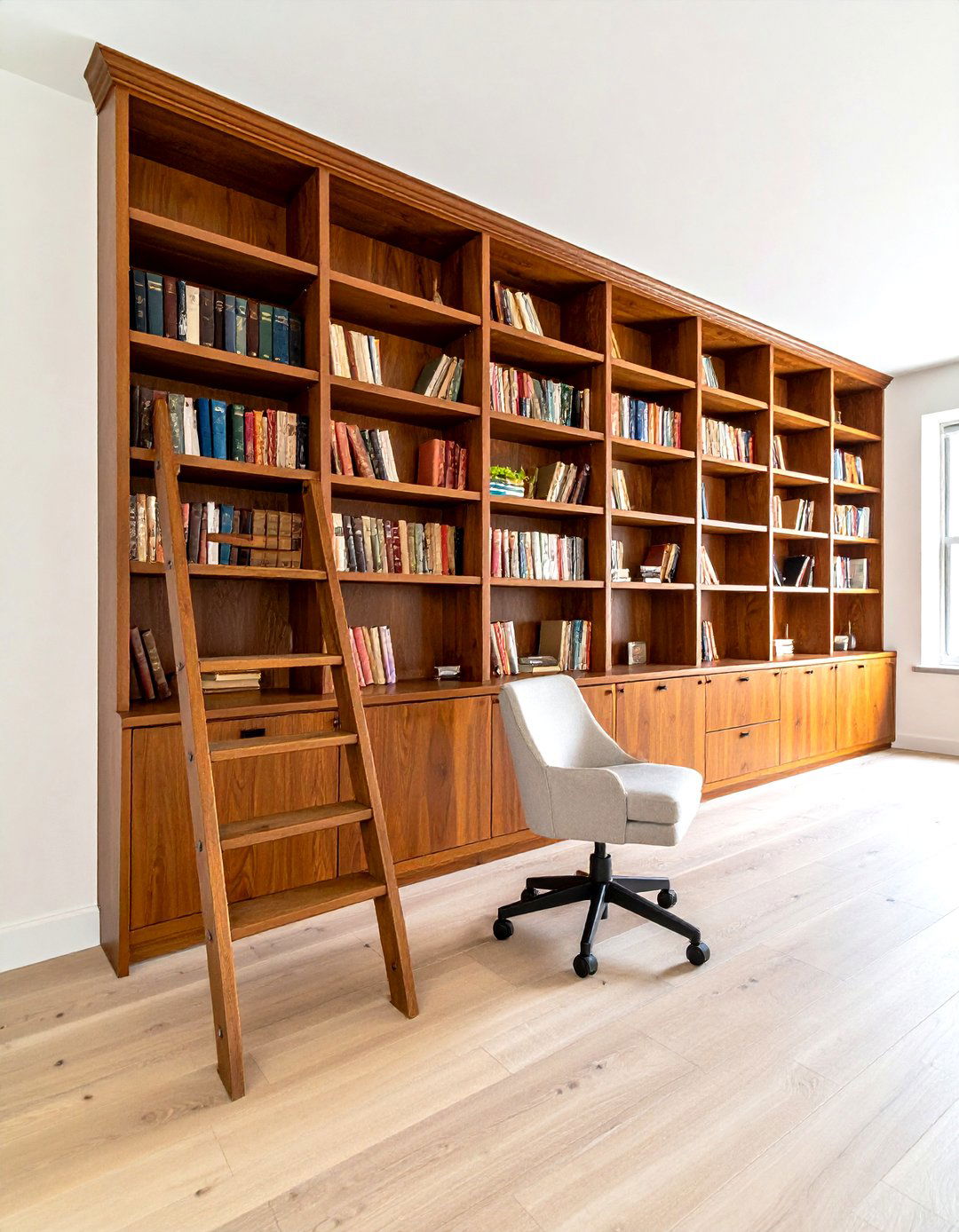 The Integrated Floor to Ceiling Library Wall - 30 home office storage ideas
