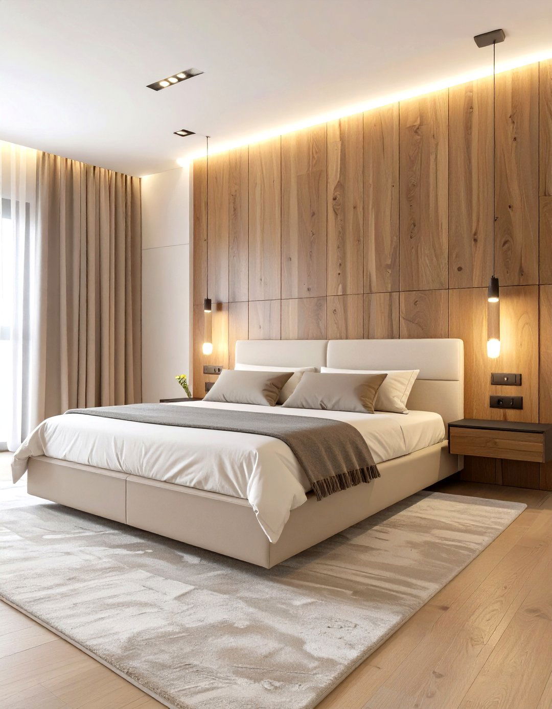The Integrated Headboard Wall - 30 luxury modern bedroom ideas