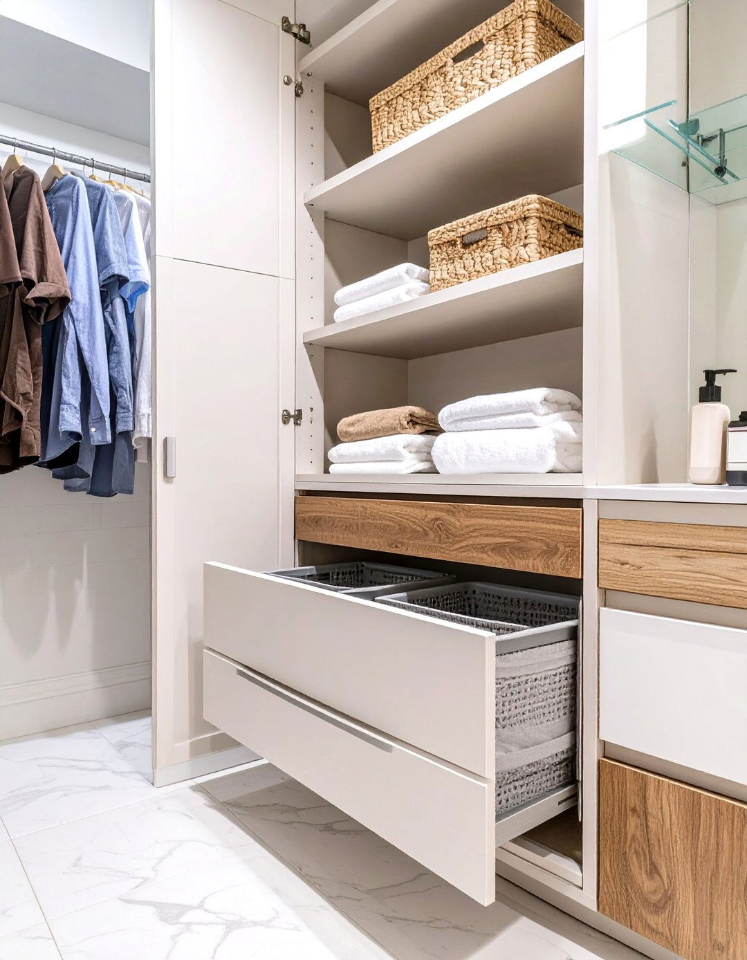 The Integrated Laundry Hamper Bathroom Closet - 30 bathroom closet ideas