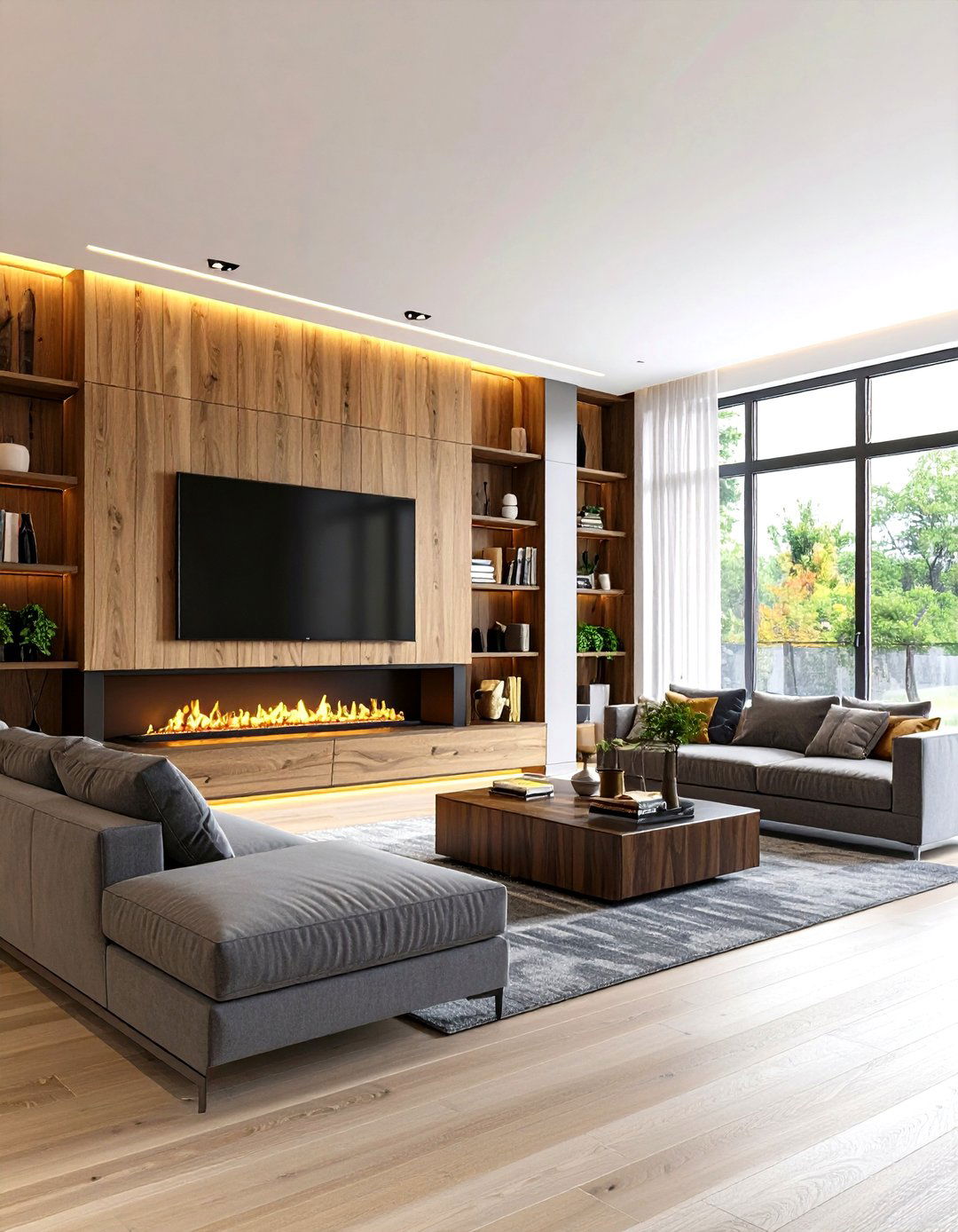 The Integrated Media Wall Living Room - 30 living room ideas with tv