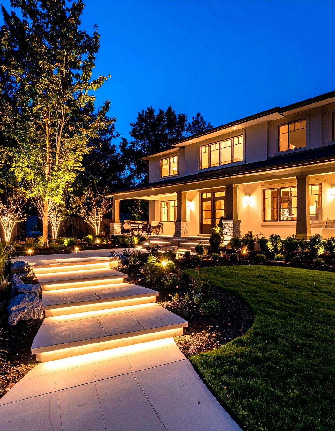 The Integrated Outdoor Lighting Scheme - 30 down sloped backyard ideas
