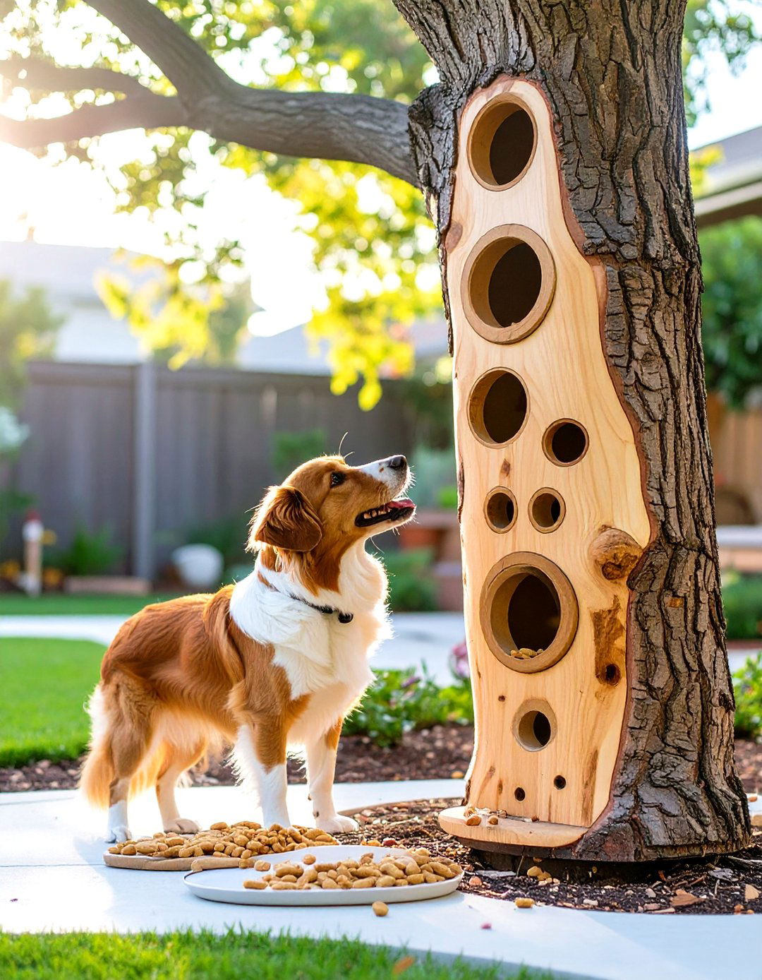 The Interactive Treat Dispensing Tree - 30 dog friendly backyard ideas on a budget