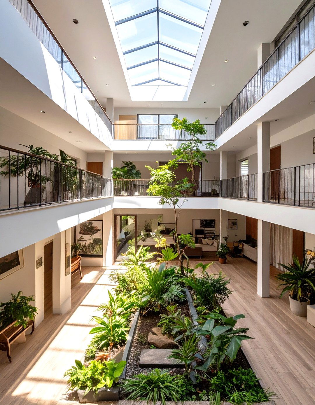 The Internal Garden Atrium - 30 low budget simple two storey house design ideas