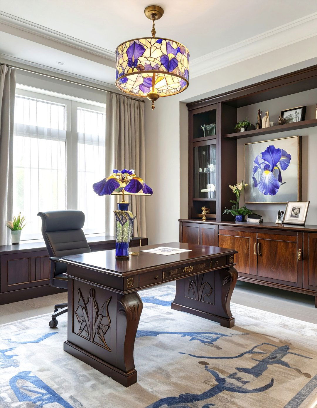 The Iris Themed Home Office - 30 art nouveau interior design ideas