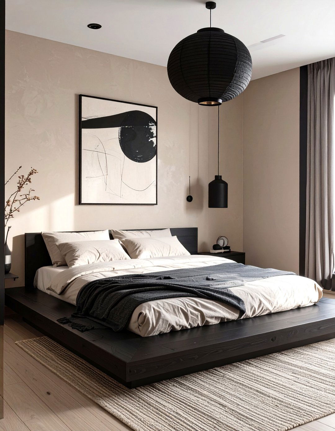 The Japandi Fusion Black Bedroom - 30 neutral and black bedroom ideas