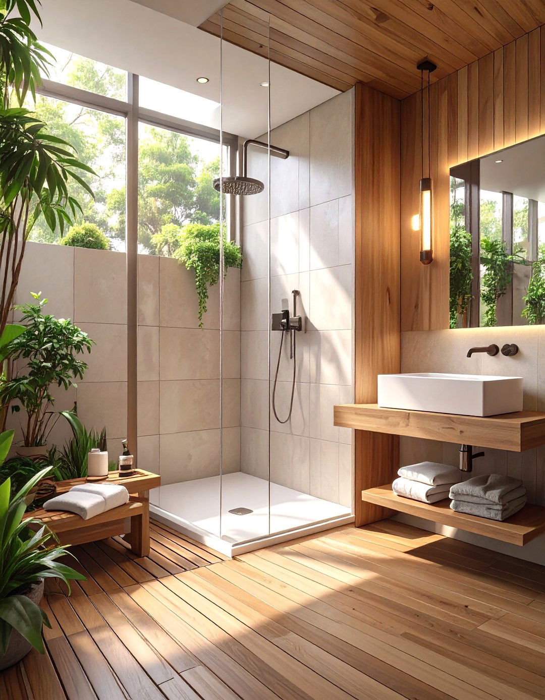 The Japanese Inspired Teak Shower - 30 master shower ideas