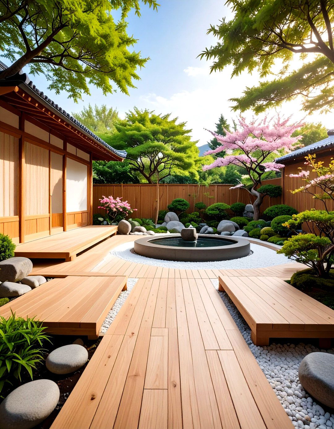 The Japanese Zen Garden Deck - 30 ground level deck ideas