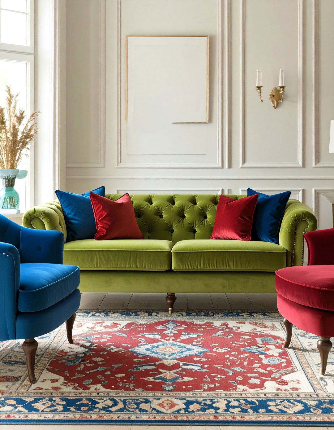 The Jewel Toned Living Room - 30 olive green sofa living room ideas