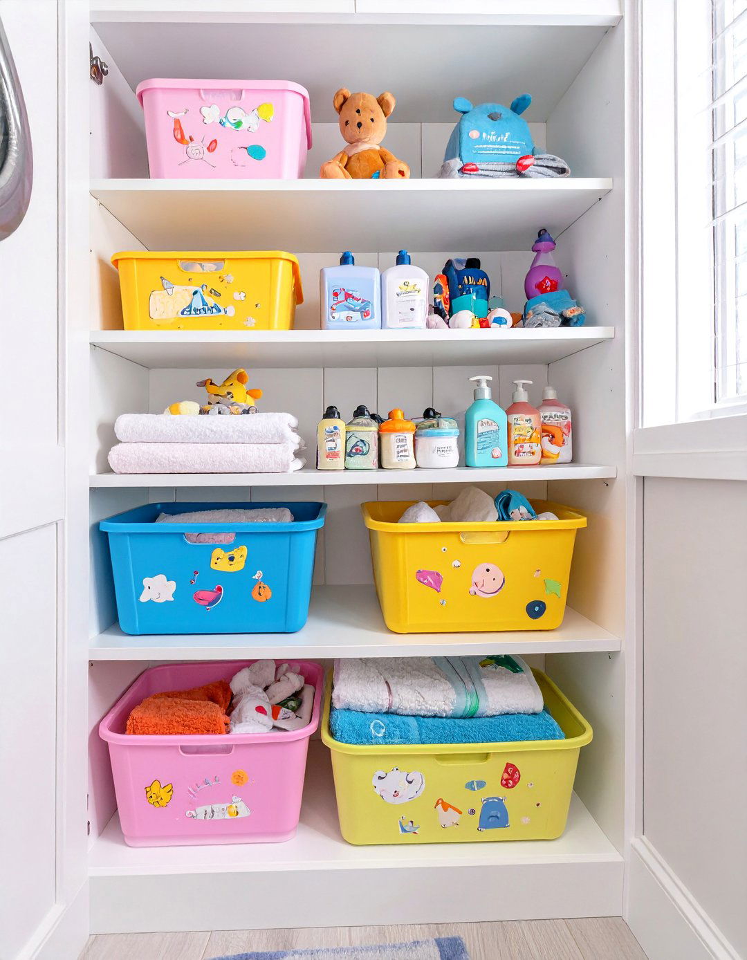 The Kid Friendly Bathroom Closet - 30 bathroom linen closet ideas