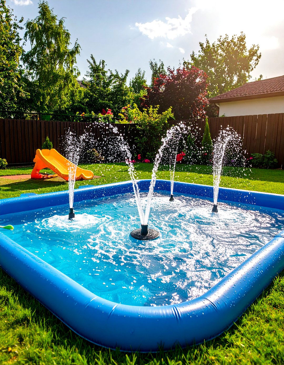 The Kid Friendly Splash Pad Pool - 30 affordable backyard pool ideas on a budget