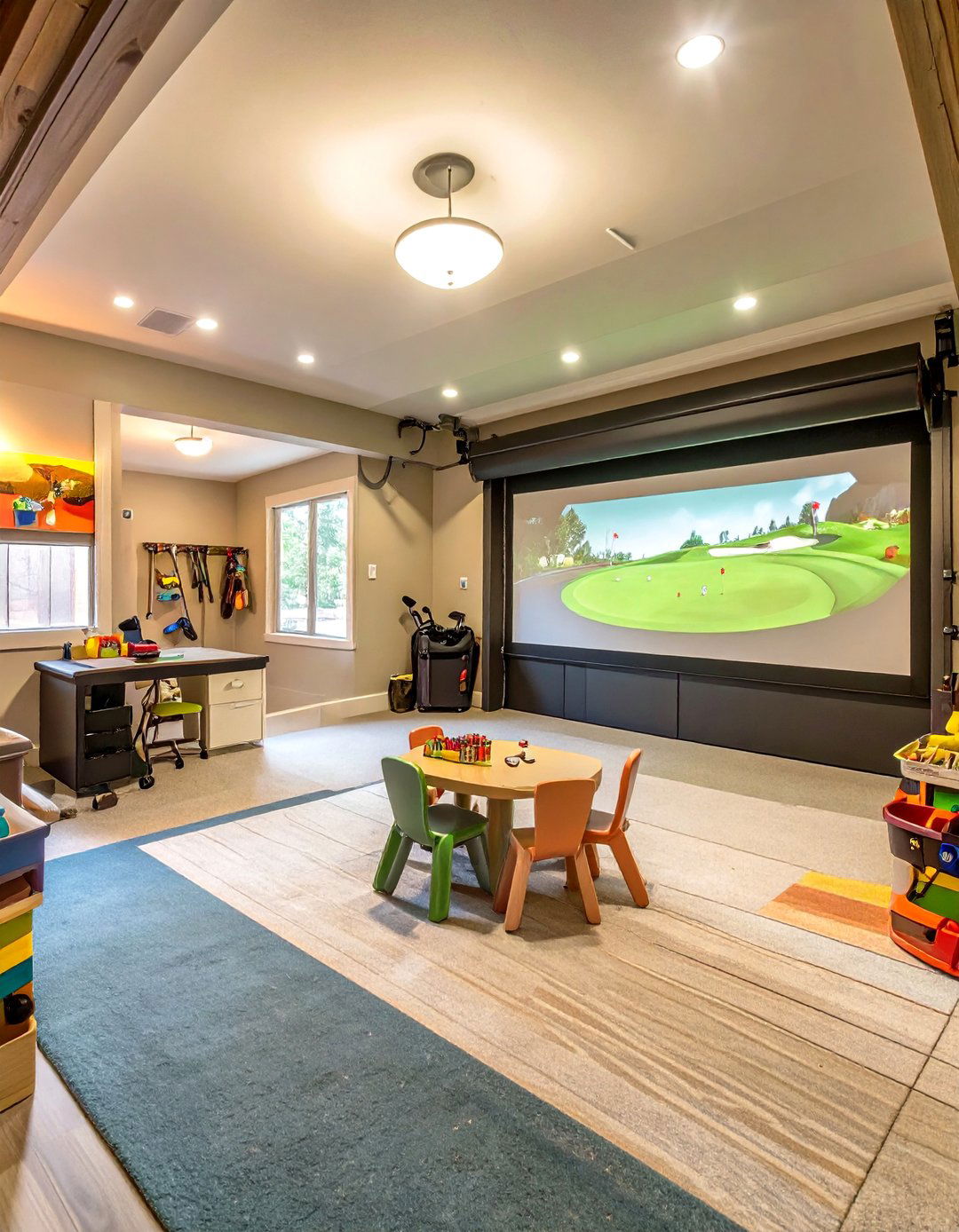 The Kids Playroom Combo - 30 garage golf simulator ideas