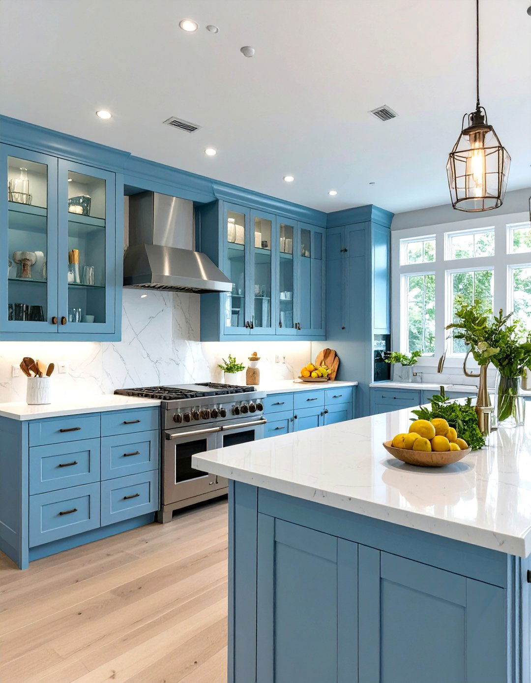 The Kitchen with Glass Front Cabinets - 30 modern traditional interior design ideas