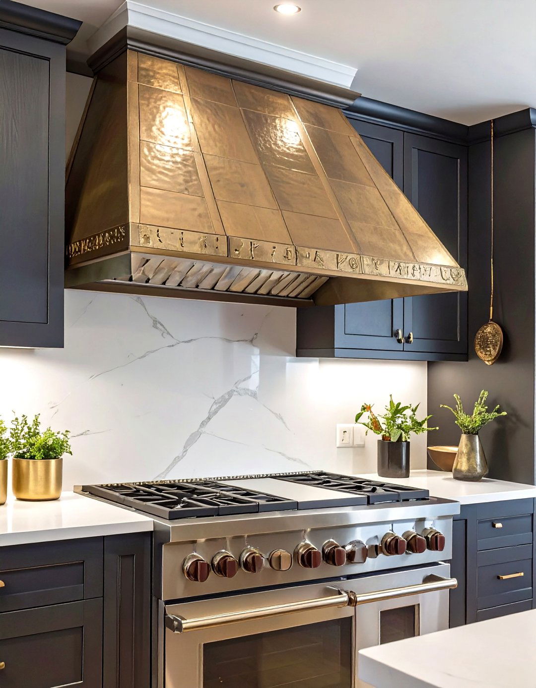 The Kitchen with a Bespoke Metal Range Hood - 30 contemporary luxury modern kitchen designs