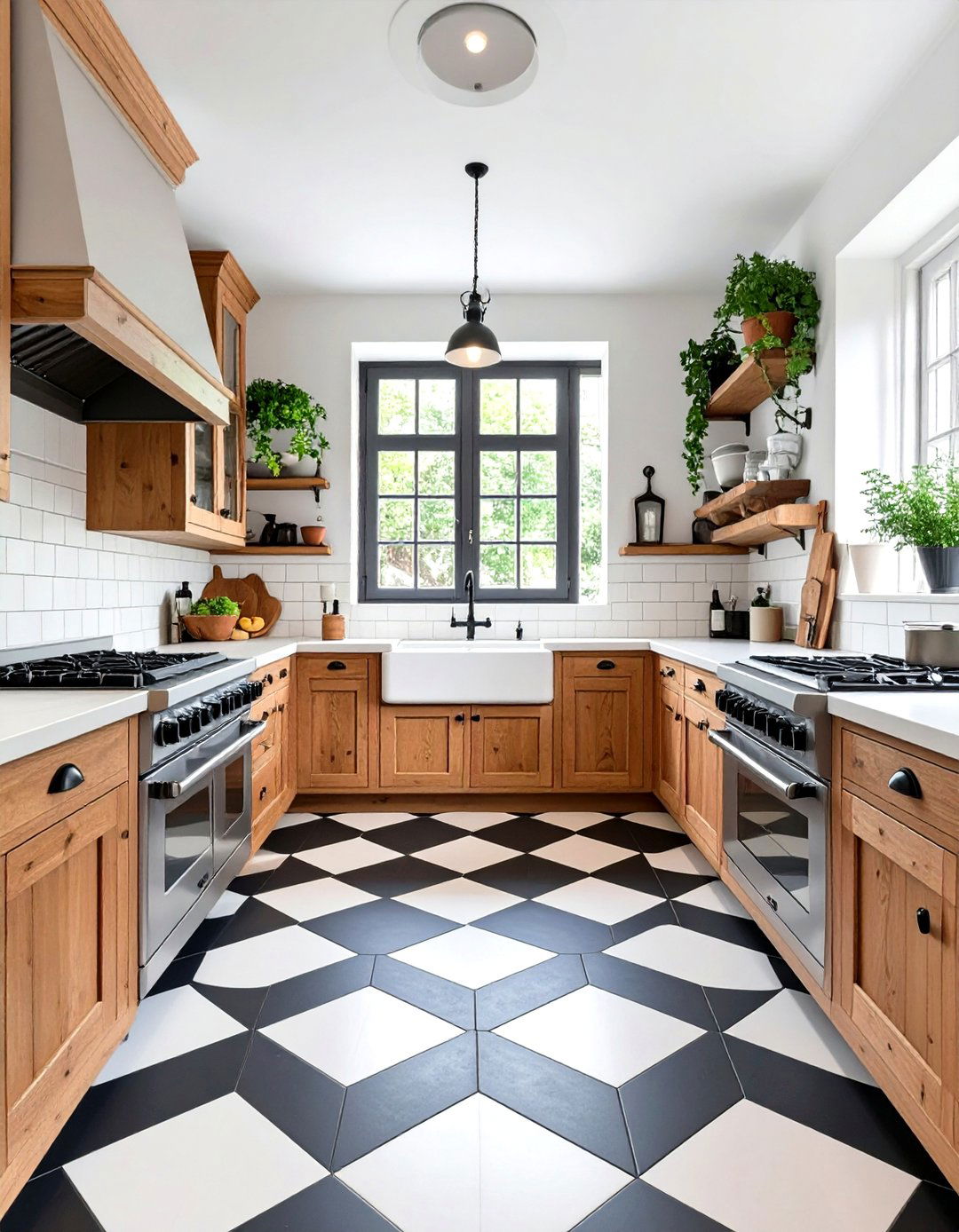 The Kitchen with a Checkerboard Floor - 30 french country interior design ideas