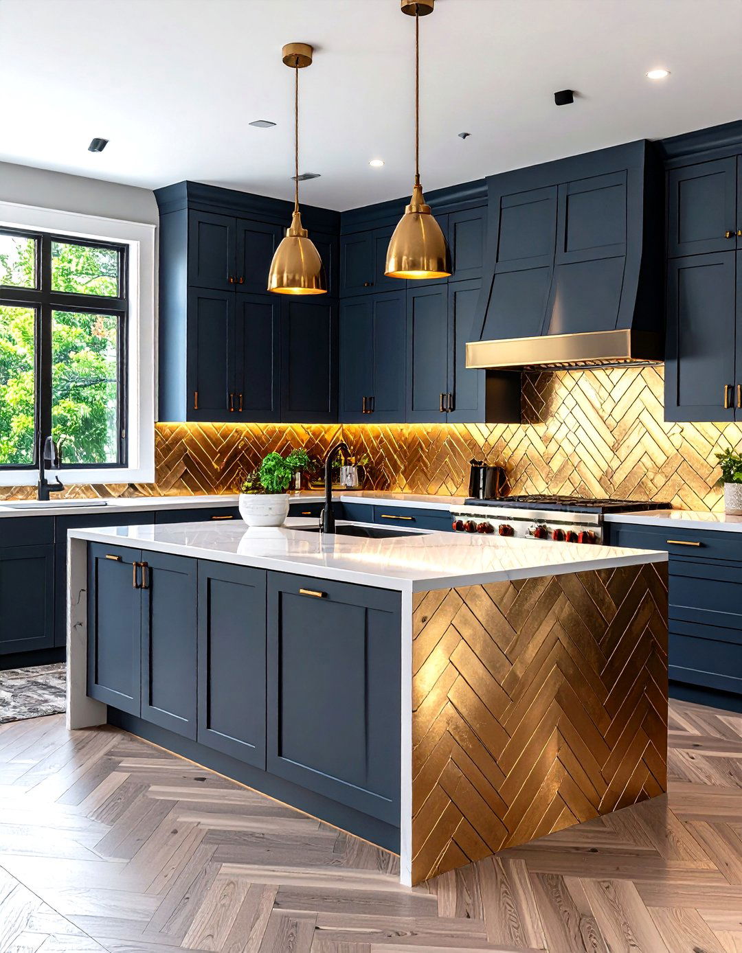The Kitchen with a Metallic Backsplash - 30 kitchen modern designs
