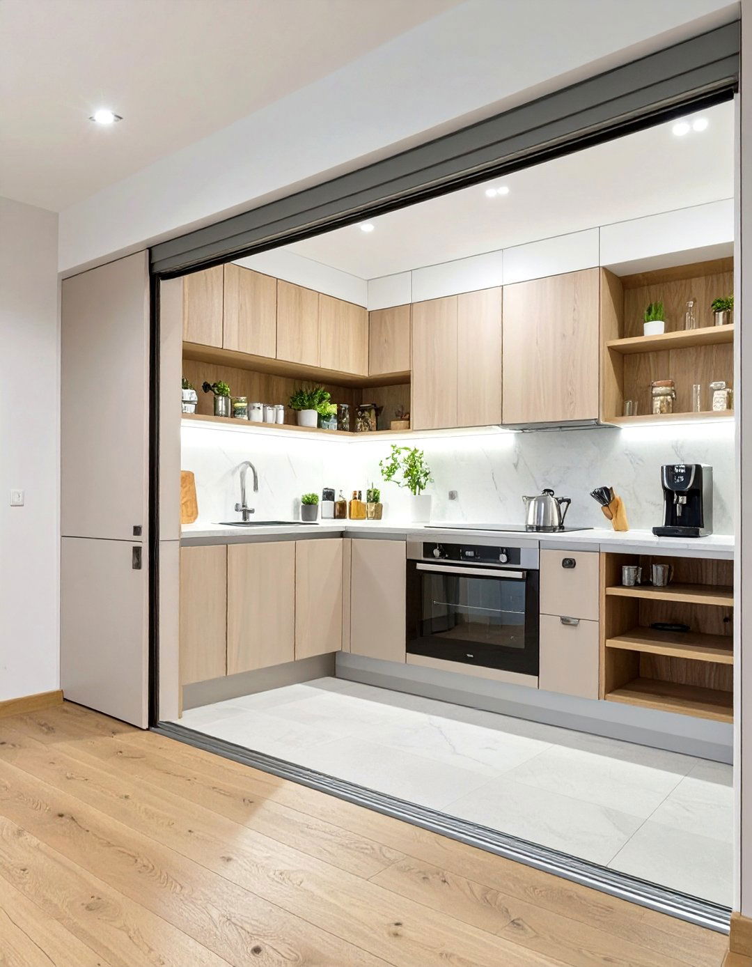 The Kitchen with a Pocket Door System - 30 contemporary luxury modern kitchen designs