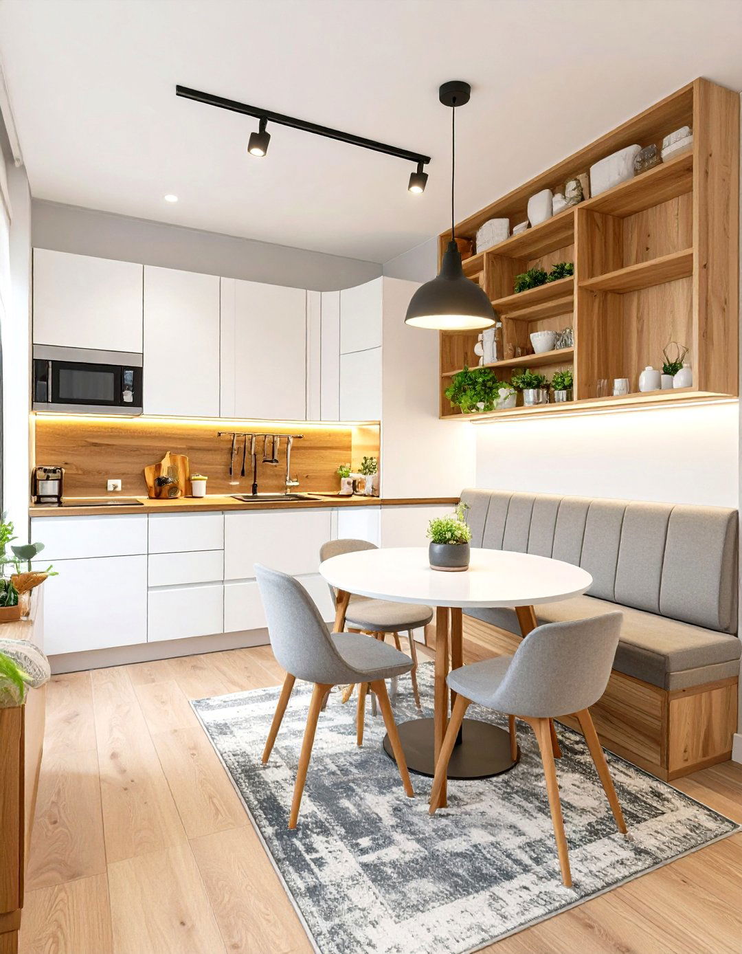 The L Shaped Layout with a Dining Nook - 30 small open kitchen design ideas