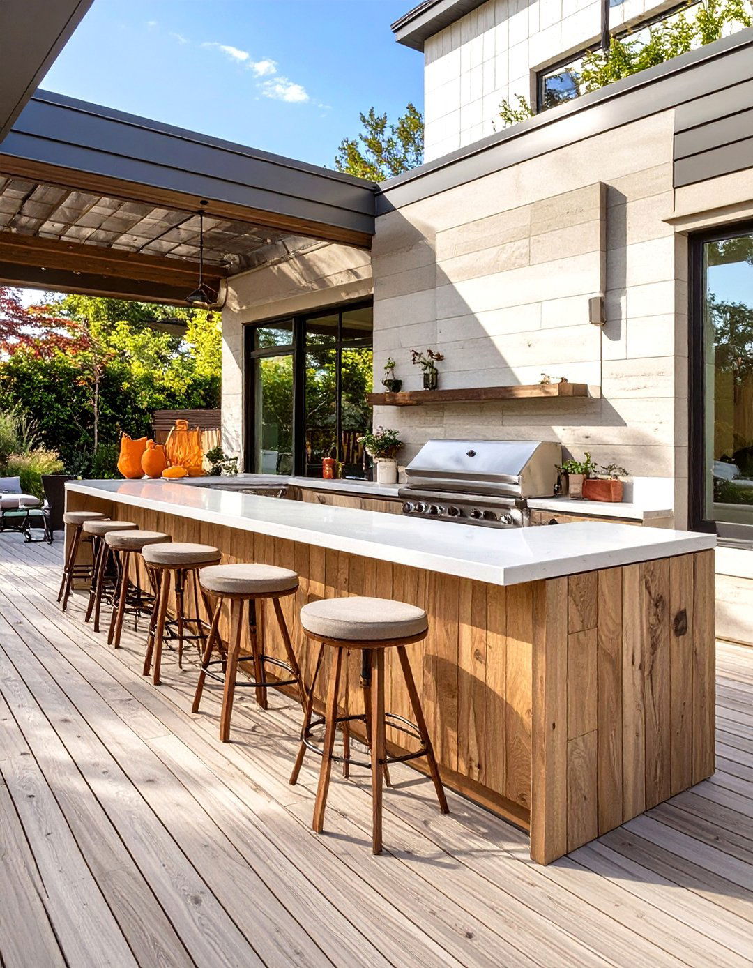 The L Shaped Social Outdoor Bar - 30 modern outdoor bar ideas