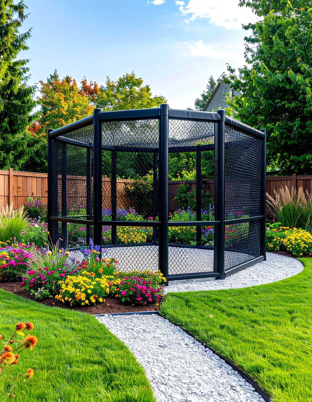 The Landscaped Garden Batting Cage - 30 backyard batting cage ideas