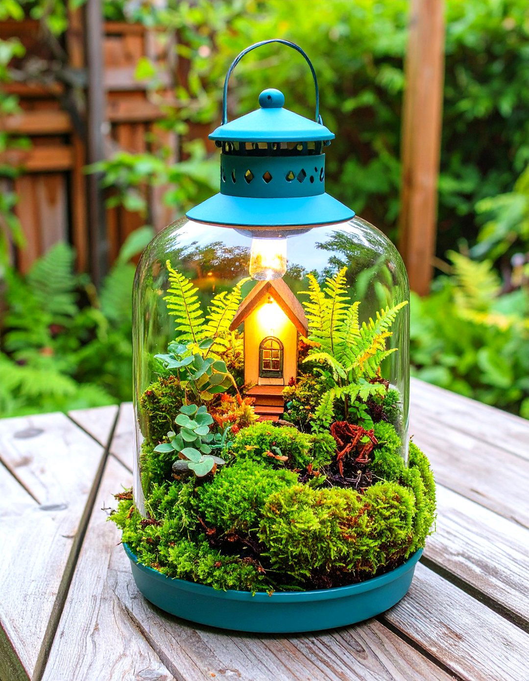 The Lantern Terrarium Garden - 30 backyard fairy garden ideas