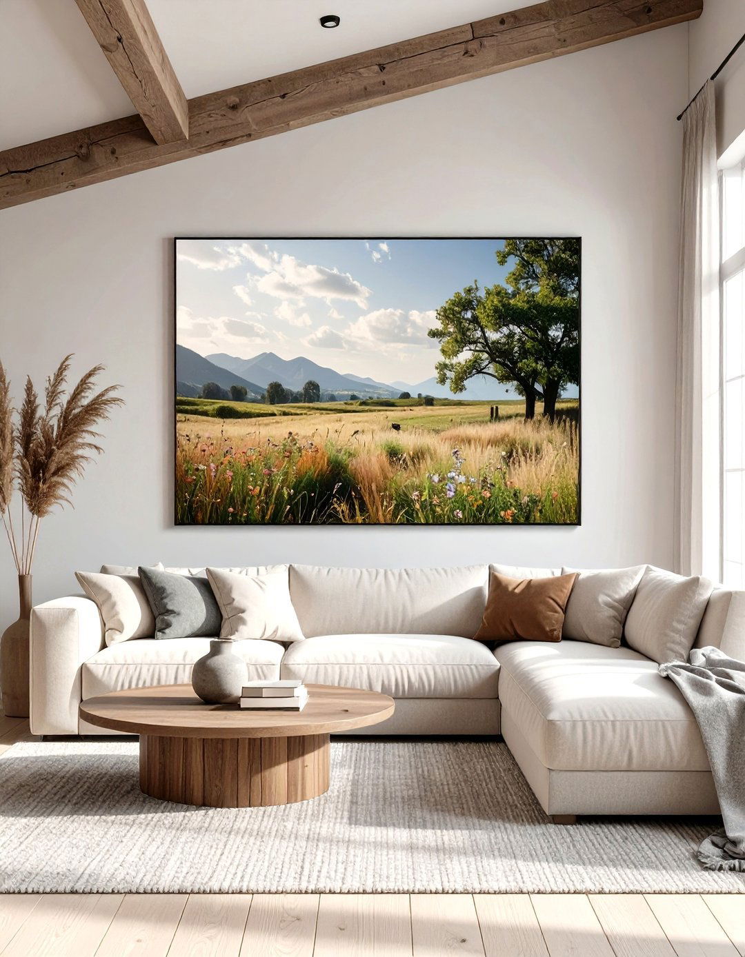 The Large Scale Art as a Focal Point - 30 modern farmhouse interior design ideas