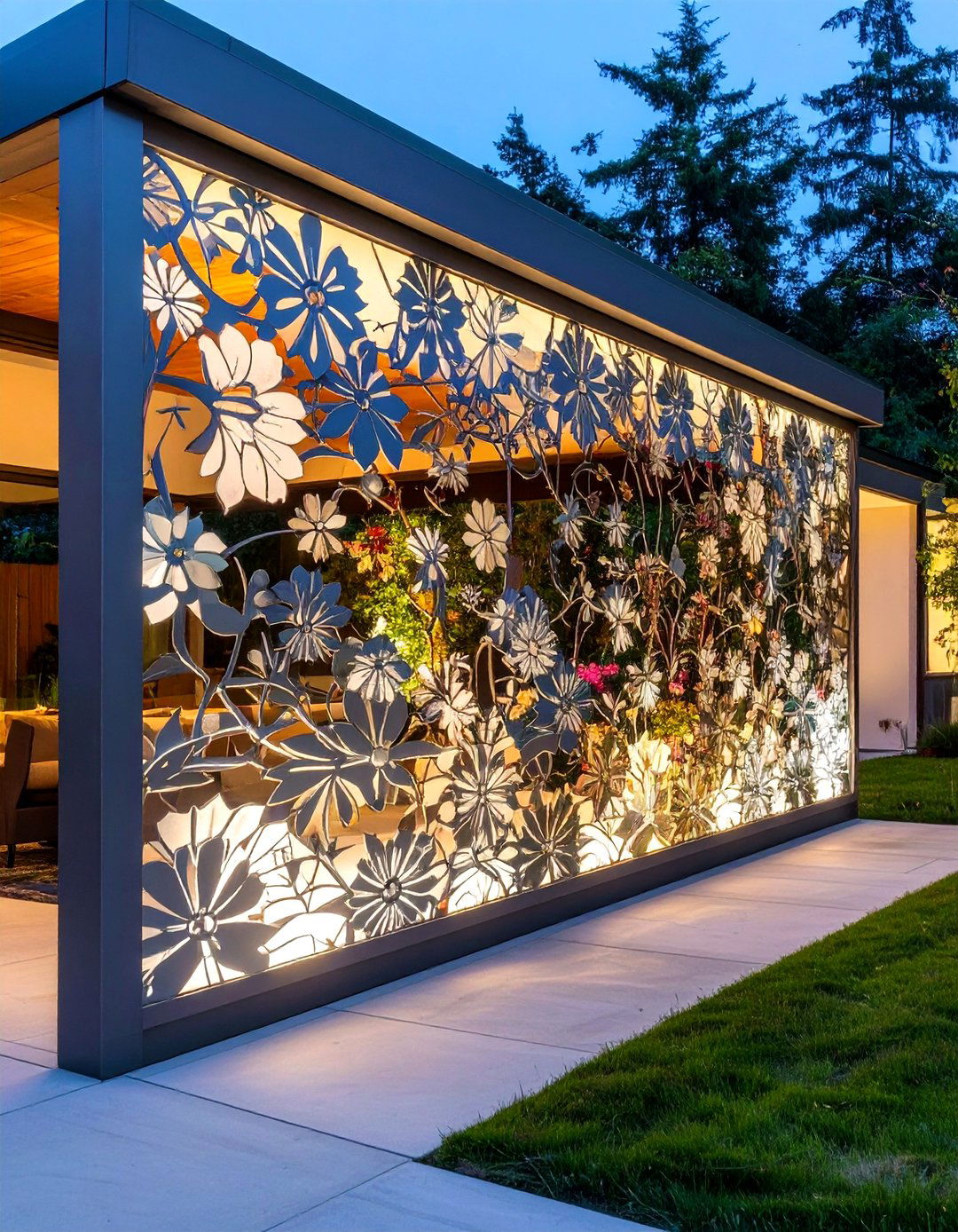 The Laser Cut Metal Screen Wall - 30 backyard wall ideas