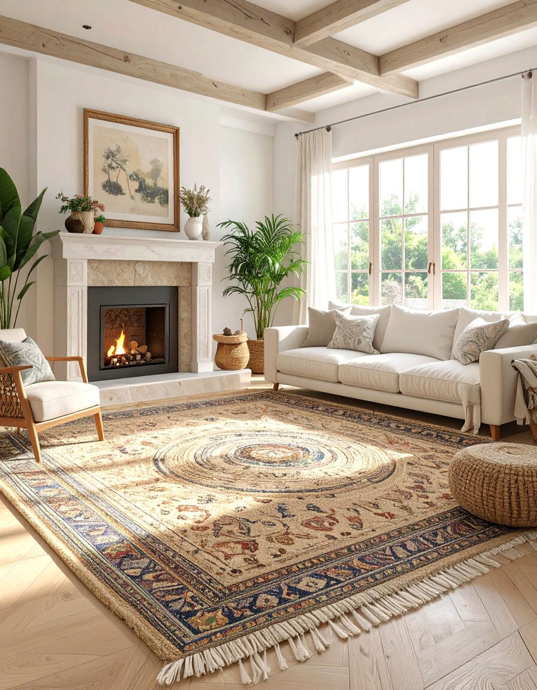 The Layered Rug Living Room - 30 asymmetrical balance in interior design ideas