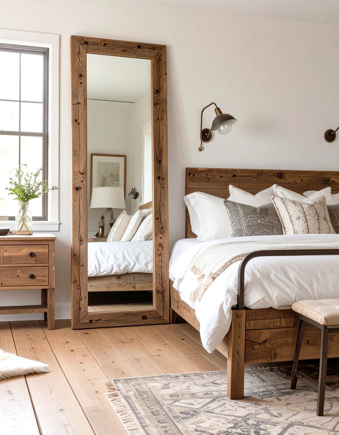 The Leaner Mirror Bedroom - 30 modern farmhouse bedroom ideas