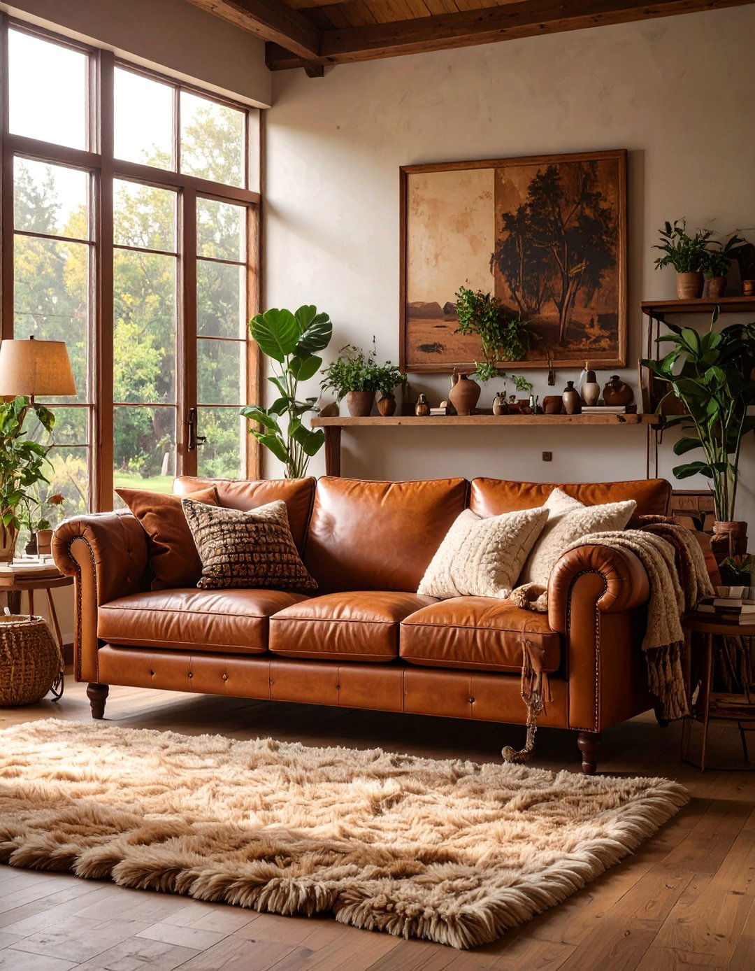 The Leather and Texture Rich Living Room - 30 brown sofa living room ideas