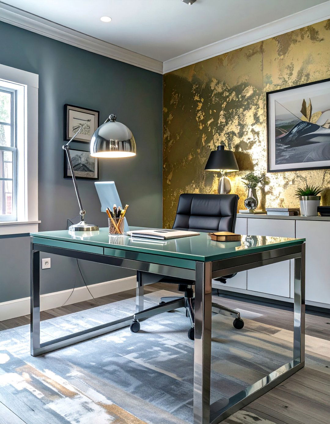 The Light Reflecting Metallic Basement Office - 30 basement office ideas no windows