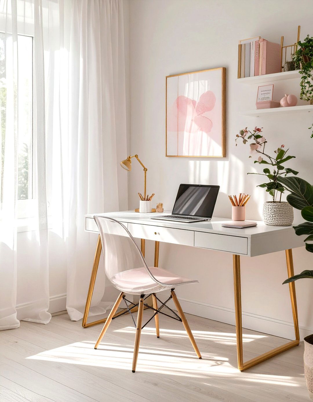 The Light and Airy Feminine Home Office - 30 home office decor ideas for her